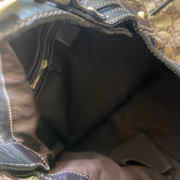 Gucci Monogram GG Brown Horsebit handle Canvas Material Hobo Bag large - Picture 6 of 7